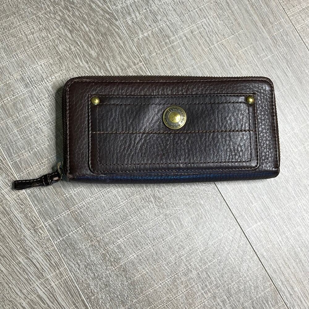 COACH Women’s Brown Leather Zip Around Wallet
